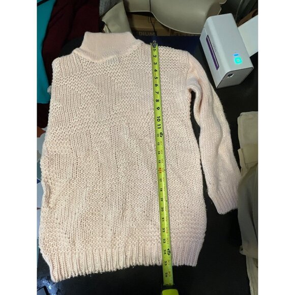 Vintage 90s Christine Light Pink Knit Turtleneck Long Sleeve Sweater Sz S - Picture 8 of 9